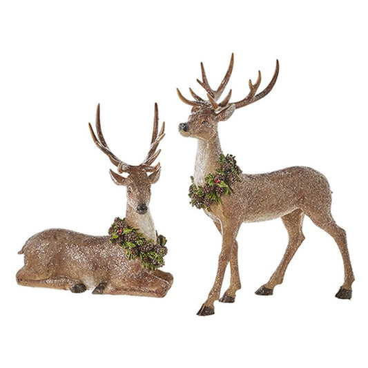 Raz Imports 2022 Christmas At The Lodge 16" Deer, Set of 2