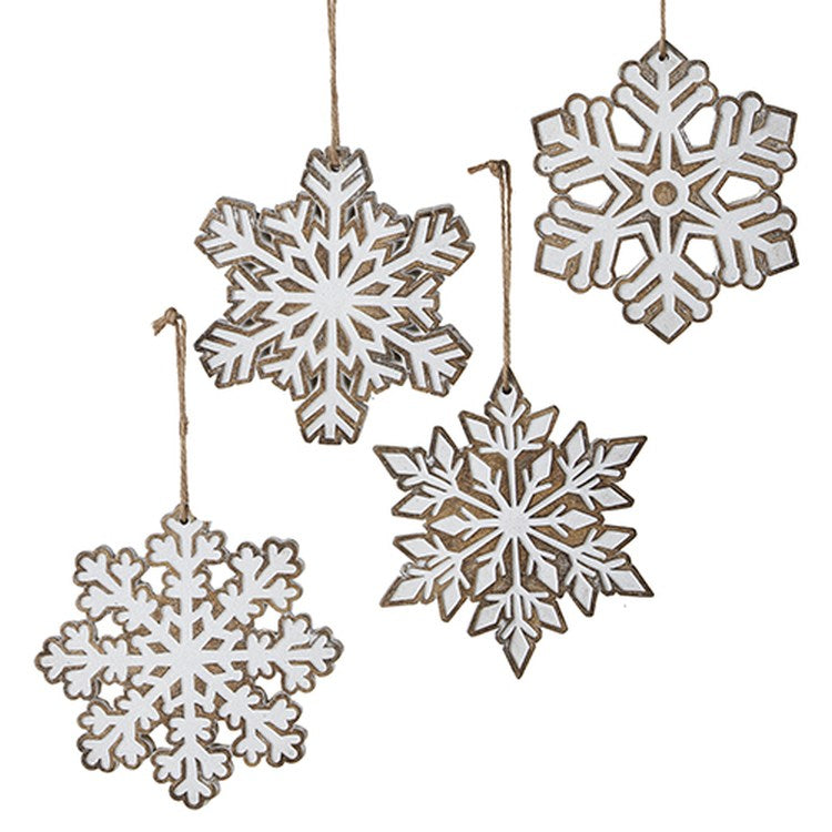 Raz Imports 2022 Winter Cottage 5" Snowflake Ornament, Asst Of 4