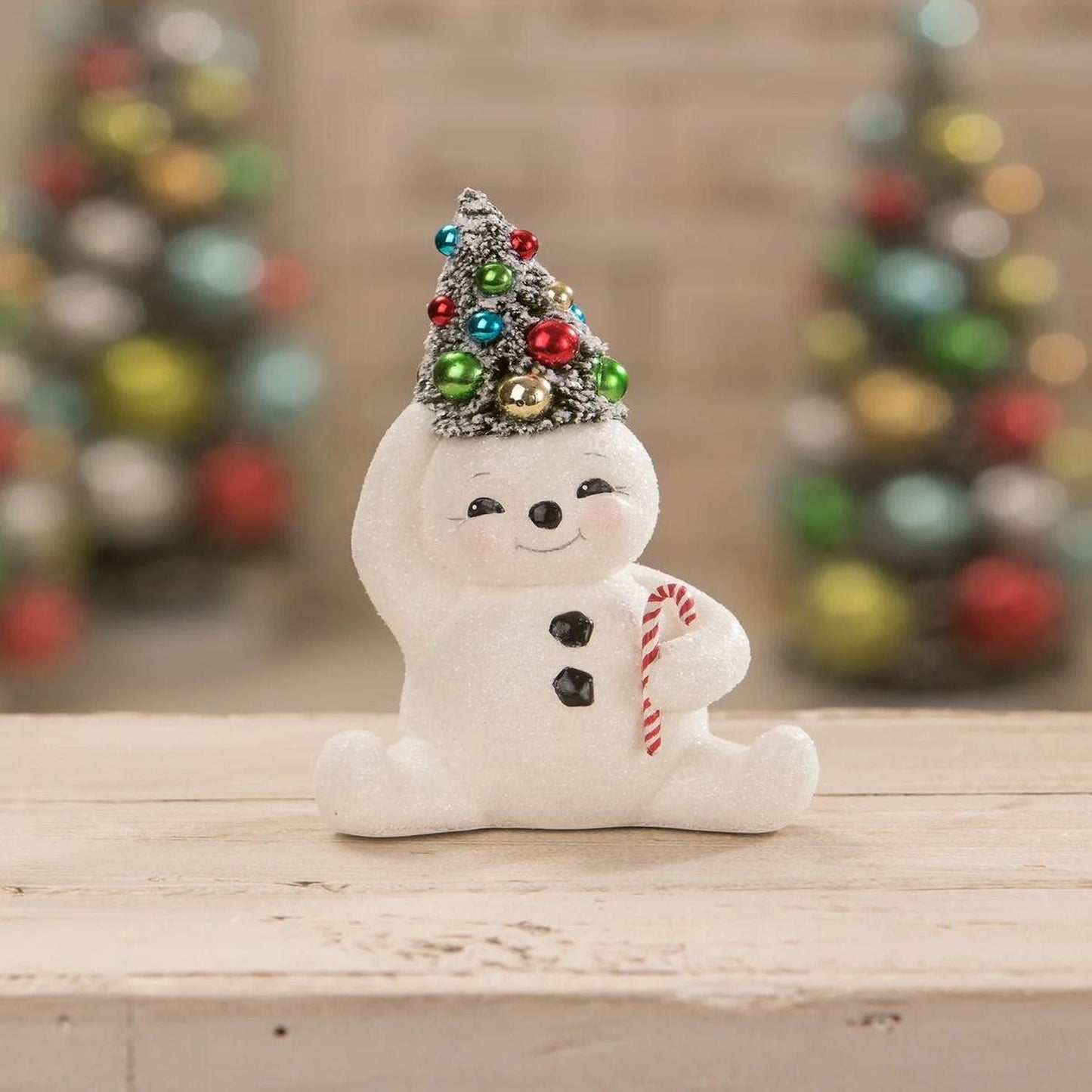 Bethany Lowe Retro Candy Cane Snowman With Tree