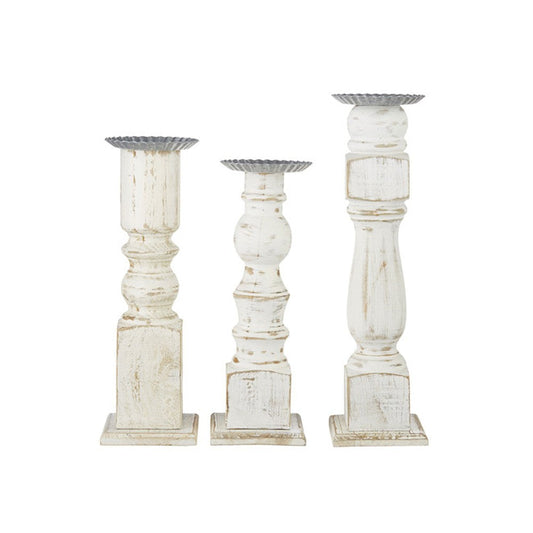 Raz Imports 2021 14.75-inch Distressed Candle Holder, Set of 3