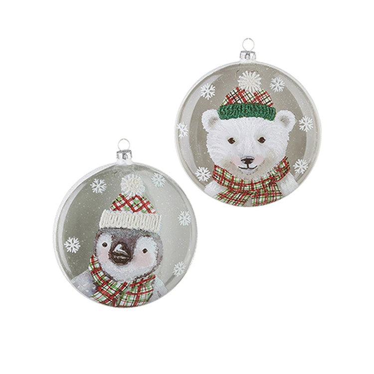 Raz 2022 North Pole Friends 5.5" North Pole Friends Disc Ornaments, 2 Asst