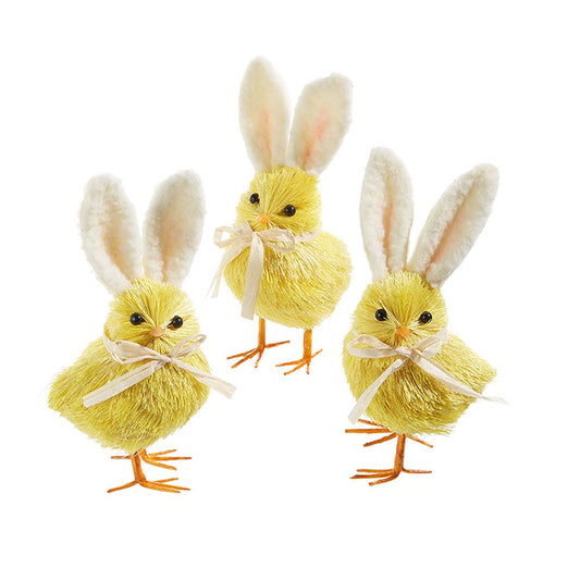 Raz Imports 2023 The Meadow 6" Yellow Easter Chick With Bunny Ears, Asst of 3.