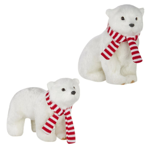 Raz Imports Snowed In 5.25" Polar Bear With Scarf Ornament, Asst of 2