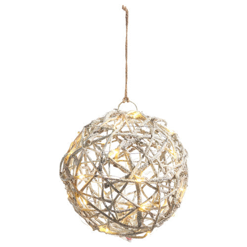 Raz Imports 2023 Natural Noel 8.75" Lighted Ball Ornament