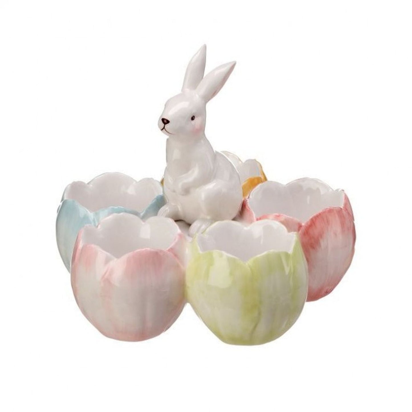 Regency International Dolomite Bunny with 5 Tulip Egg Cup 6" Tall