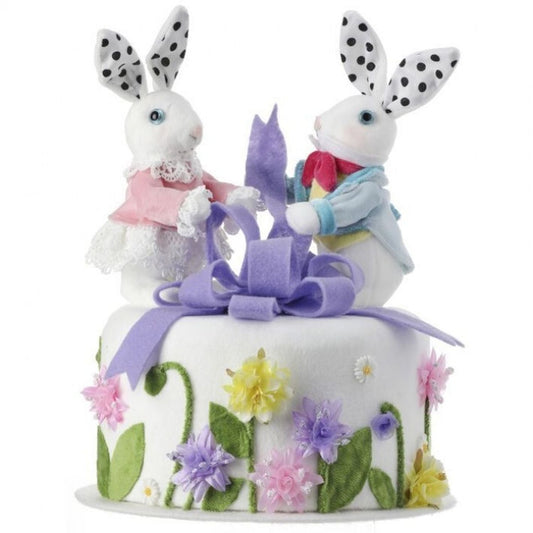 Styro Bunnies and Bow Floral Cake 10.25"