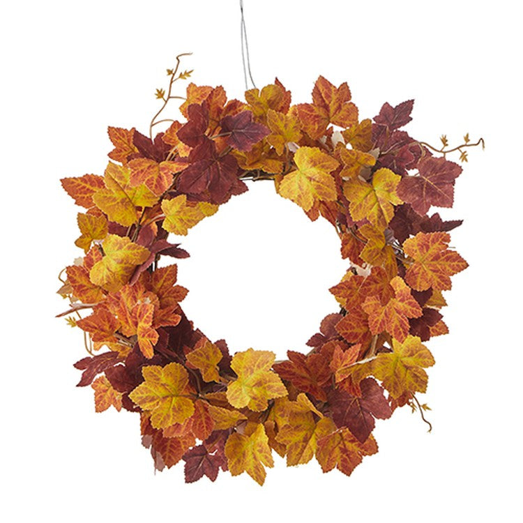 Raz Imports 2022 Autumn Abundance 20" Maple Leaf Mini Wreath-Candle Ring