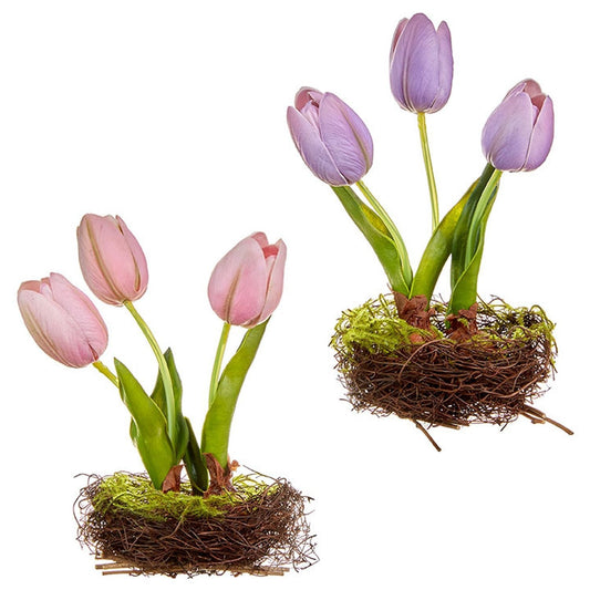 Raz Imports 7.5-inch Tulips in Nest Arrangement, Assortment of 2 Faux Plants