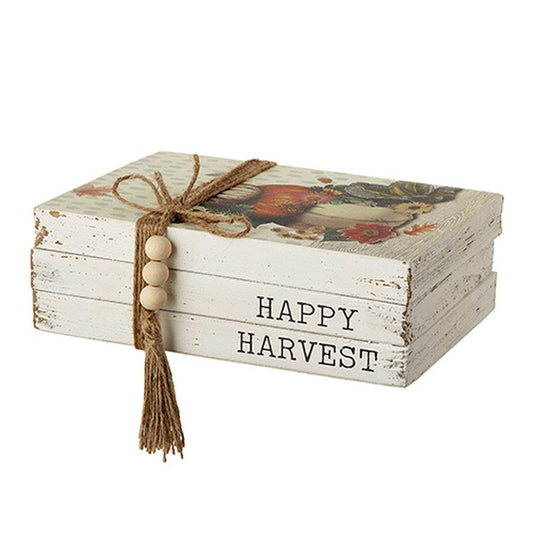 Raz Imports 2022 Autumn Abundance 12.5" Happy Harvest Faux Book Stack