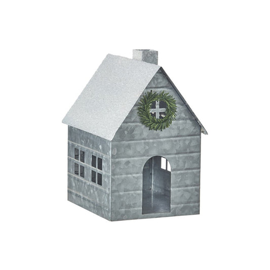 Raz Imports 2021 Holiday Homestead 8.5-inch Snowy Roof Galvanized House Figurine.