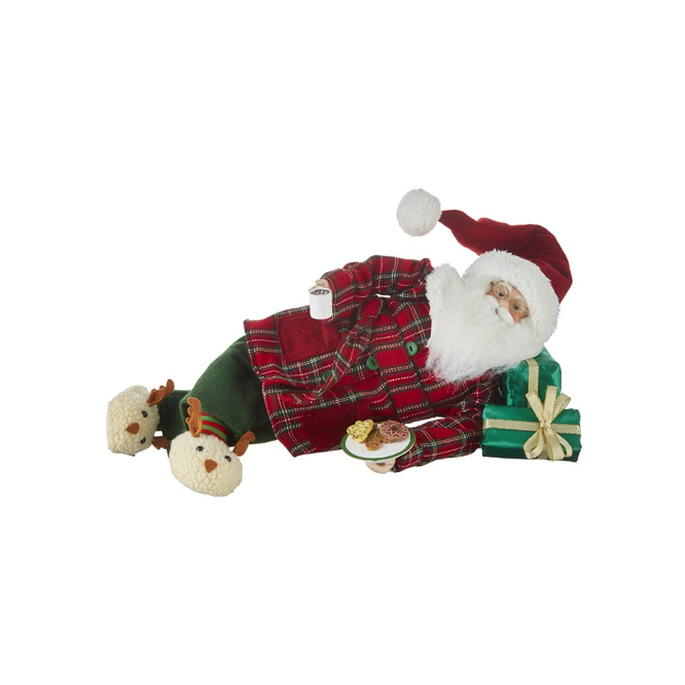 Raz Imports 2021 20-inch Santa Lying Down with Tray Of Cookies Figurine