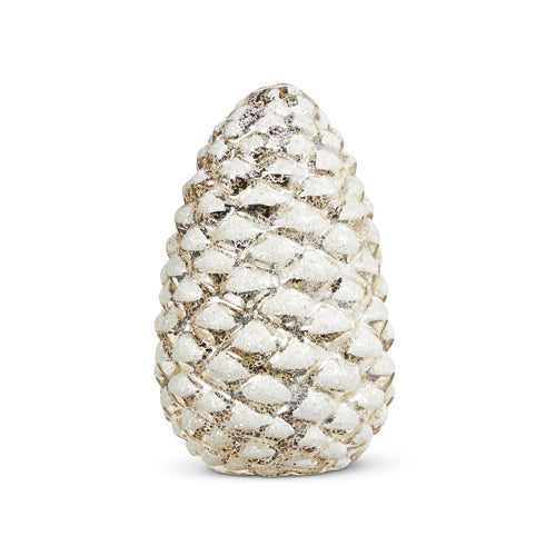 Raz Imports 2023 Natural Noel 8.25" White Glittered Pinecone