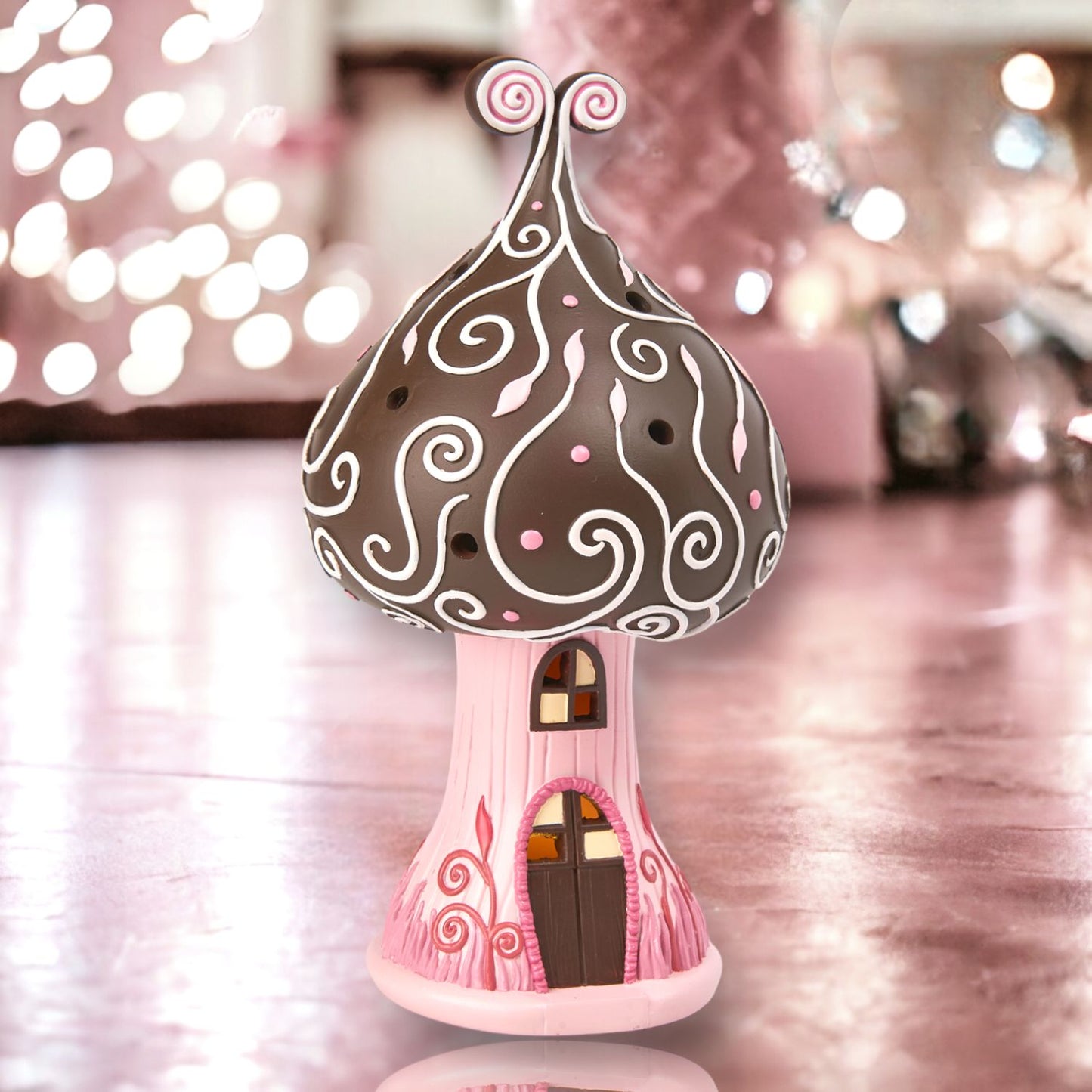 December Diamonds Candy Towne 9.5-Inch Led Brown Candy House