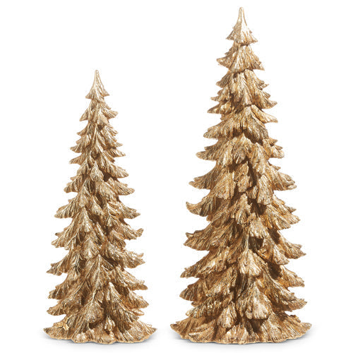 Raz Imports 2023 Bon Noel 22.25" Gold Trees, Set of 2