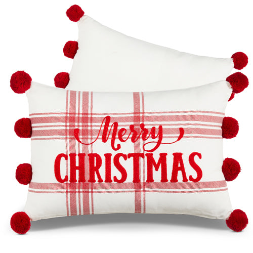 Raz Imports 2023 Heartfelt Holiday 18" Merry Christmas Pom Pom Pillow