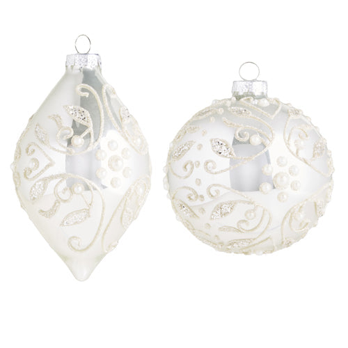 Raz Imports 2023 Bon Noel 4" Silver Embellished Ornament, Asst of 2