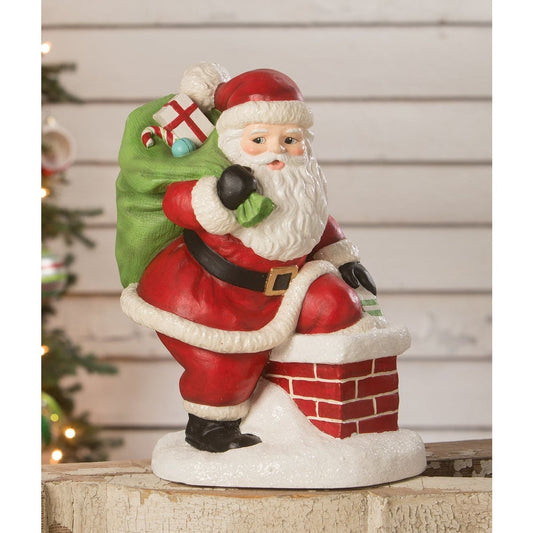 Bethany Lowe Down The Chimney Santa Figurine