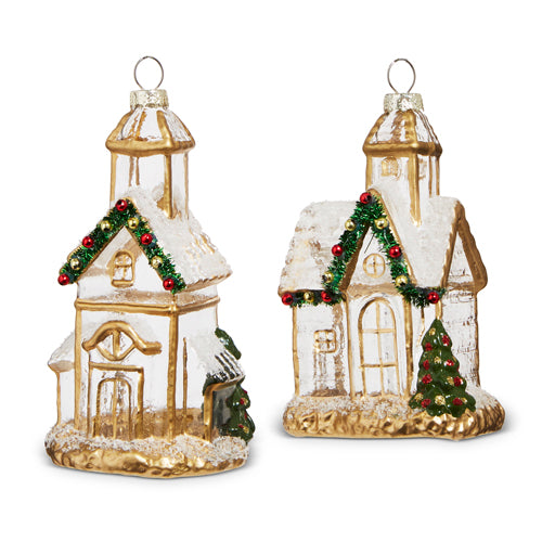 Raz Imports 2023 O Tannenbaum 5" Gold Church Ornament, Asst of 2