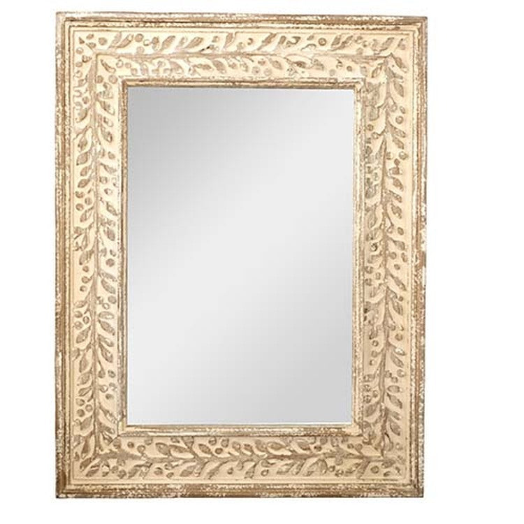 Raz Imports Natural Surroundings 33.5" Distressed Wood Carved Mirror Wall Decor