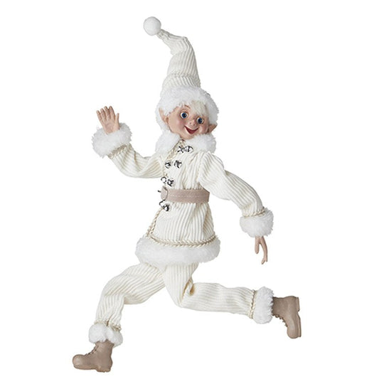 Raz Imports 2022 Winter Cottage 16" Posable Corduroy Elf With Basket