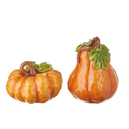 Raz Imports Fall 9.5" High Shine Orange Pumpkin, Set of 2