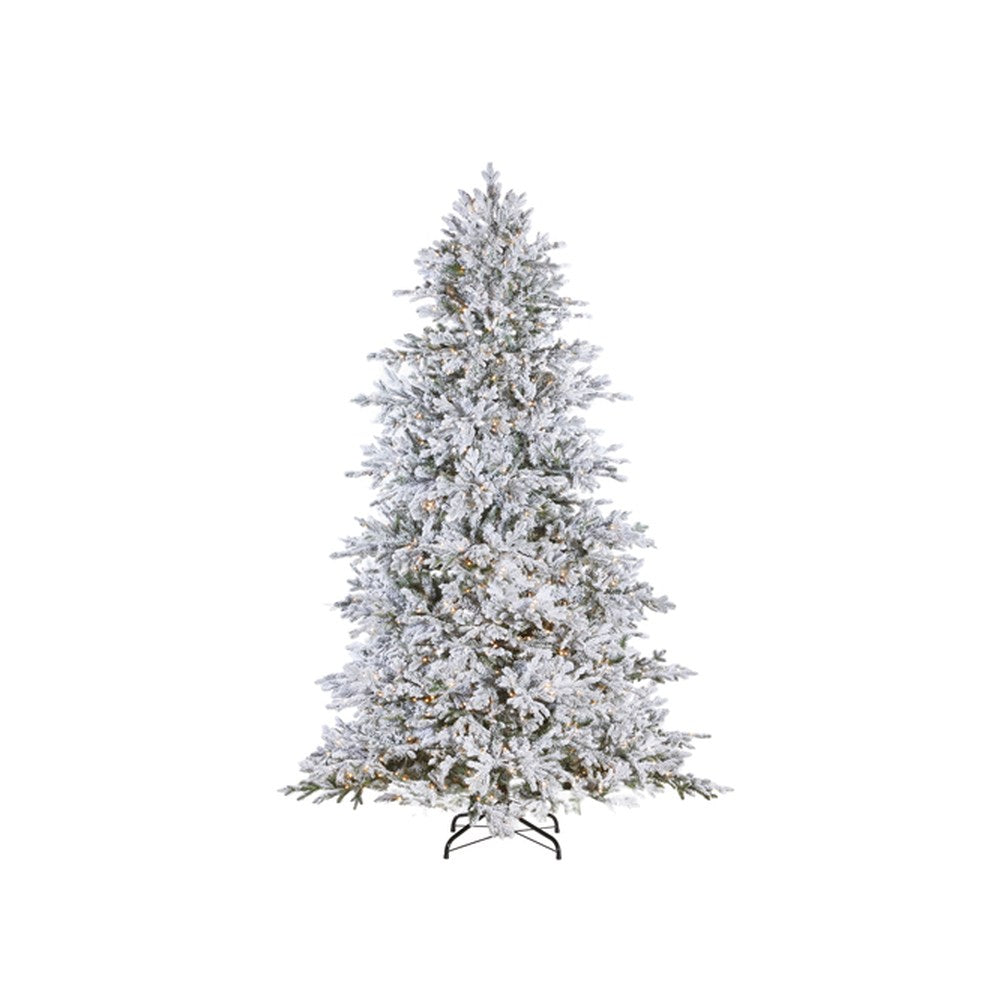 Raz Imports 2021 Greenery 7.5-Foot Snake Light Flocked Silverado Fir Tree