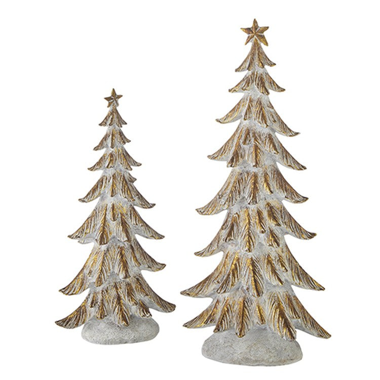 Raz Imports 2022 Holiday In Provence 17.5" Snowy Gilded Tree, Set of 2