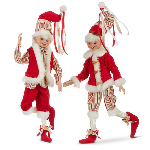 Raz Imports 2023 Heartfelt Holiday 16" Ticking Stripe Posable Elf, Asst of 2