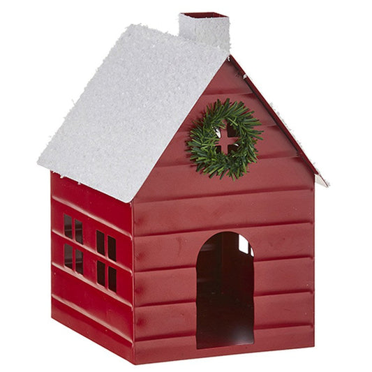 Raz Imports 2022 Countryside Christmas 8.75" Red Metal House