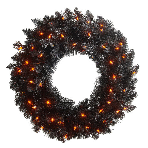 Raz Imports Halloween 2023 24" Pre-Lit Black Tinsel Wreath