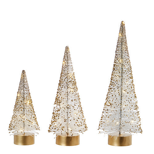 Raz Imports 2023 Charming Holiday 15" Lighted White Bottle Brush Trees, Set of 3