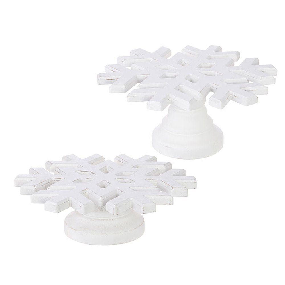 Raz Imports Yuletide Gathering 12" White Snowflake Riser, Set of 2