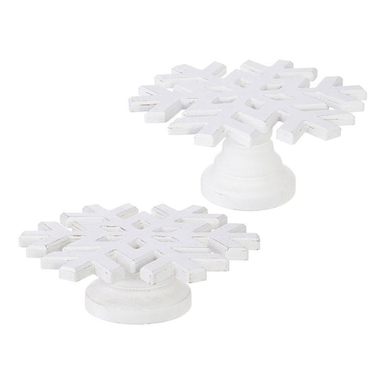 Raz Imports Yuletide Gathering 12" White Snowflake Riser, Set of 2