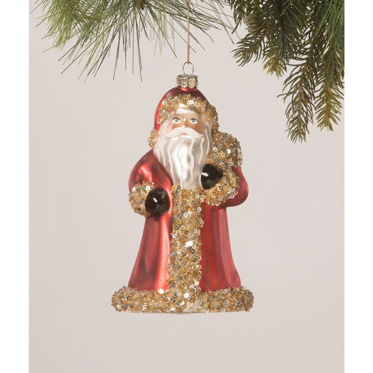 Bethany Lowe Red Beaded Santa Ornament