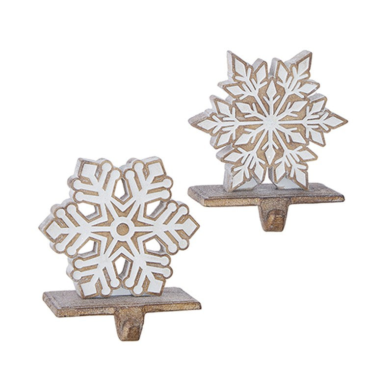 Raz Imports 2022 Winter Cottage 5.5" Snowflake Stocking Holder, Asst Of 2