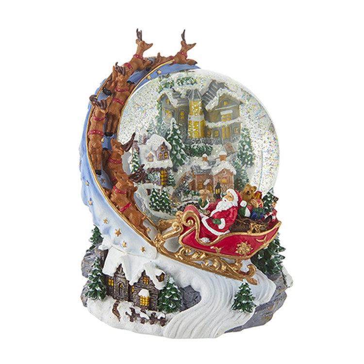 Raz Imports 2022 7.5" Santa Sleigh Lighted Swirling Glitter Water Globe