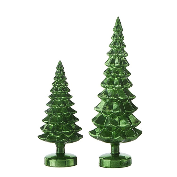 Raz Imports 2022 Collected Christmas 15.25" Glass Tree, Set of 2