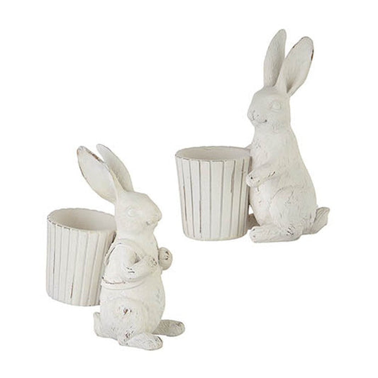 Raz Imports Boxwood 6" Bunny With Basket, Asst of 2