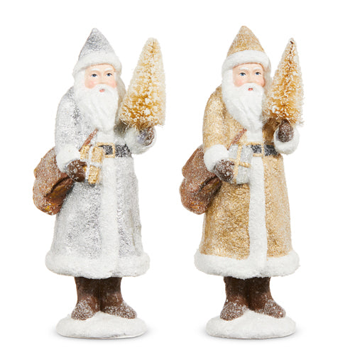 Raz Imports 2023 Bon Noel 8.5" Glitter Santa With Tree, Asst of 2