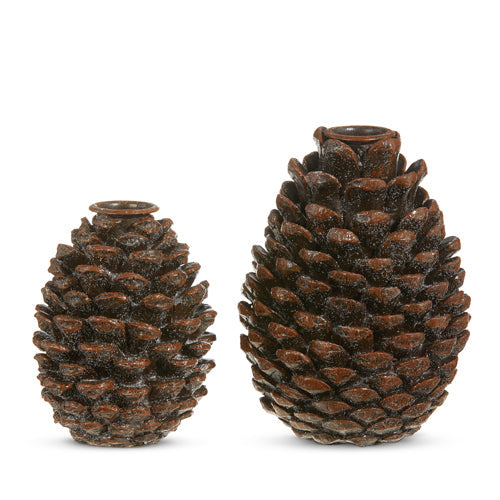 Raz Imports 2023 Sleigh Bells 5.5" Pinecone Candle Holders, Set of 2