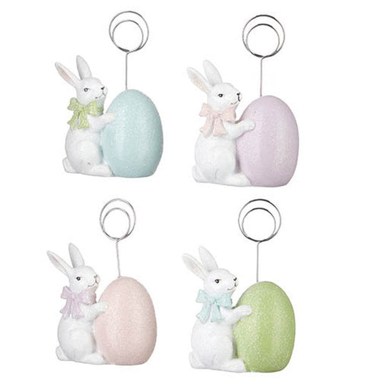 Raz Imports Storybook Spring 5" Rabbit With Egg Placecard Holder, Set of 4