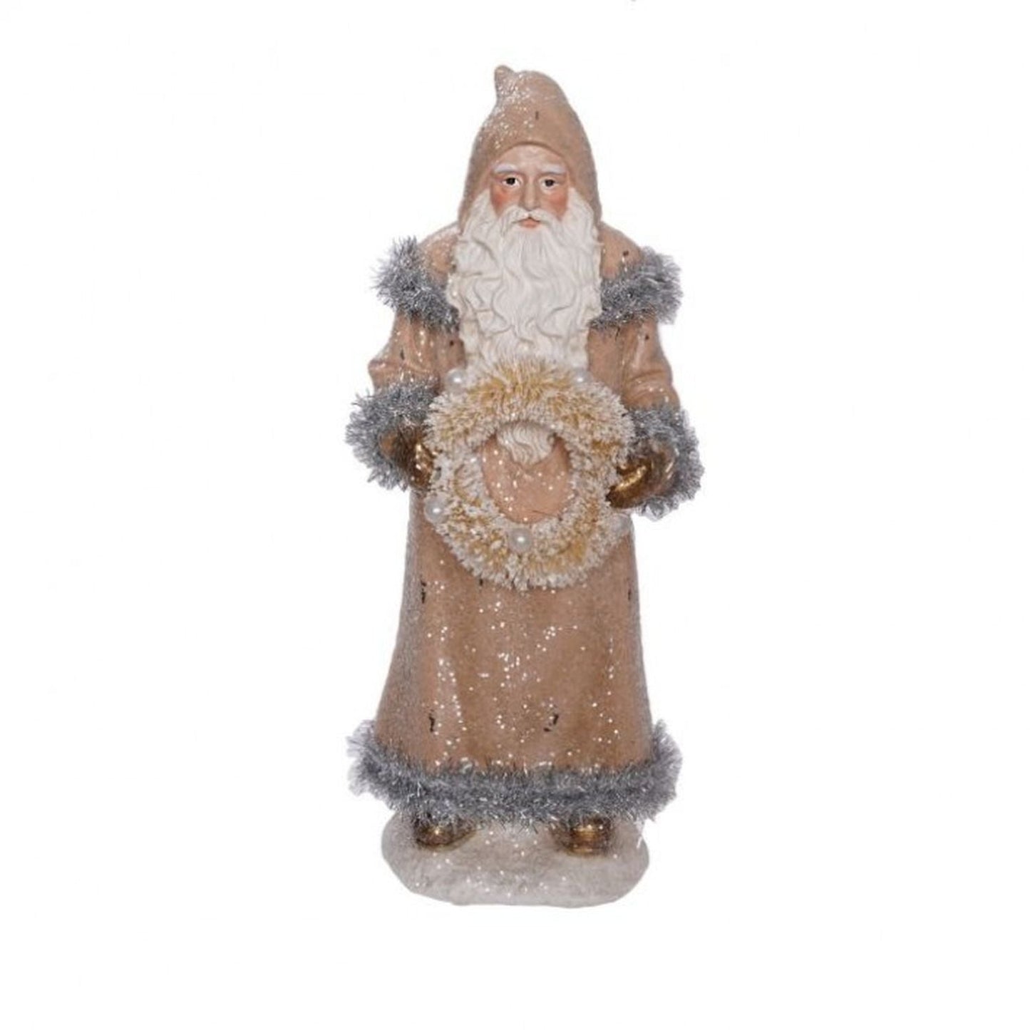 Regency International Resin Gilded Santa With Tinsel Trim