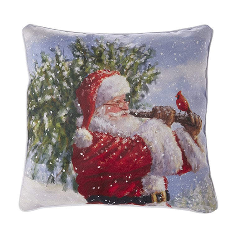 Raz Imports 2022 Countryside Christmas 18" Santa Lighted Pillow