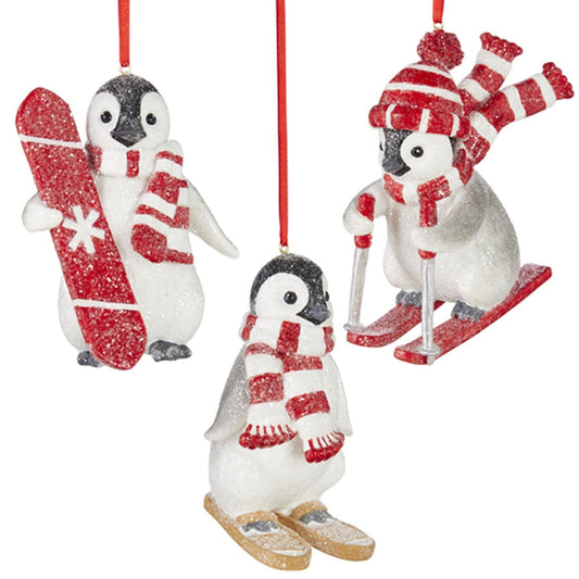 Raz Imports 2021 Snowed In 4.25-inch Penguin Ornament, Assortment of 3