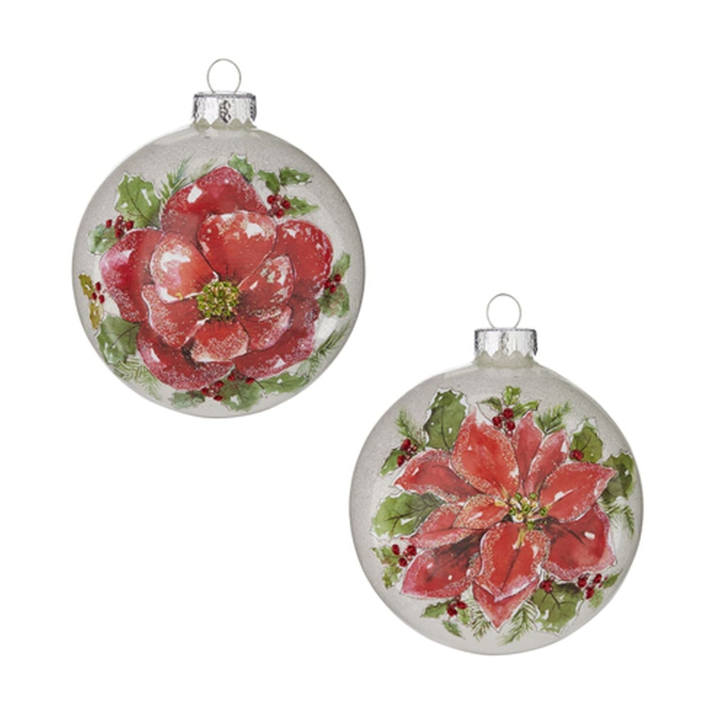 Raz Imports 2021 Christmas Eve 4-inch Poinsettia Ball Ornament, Assortment of 2