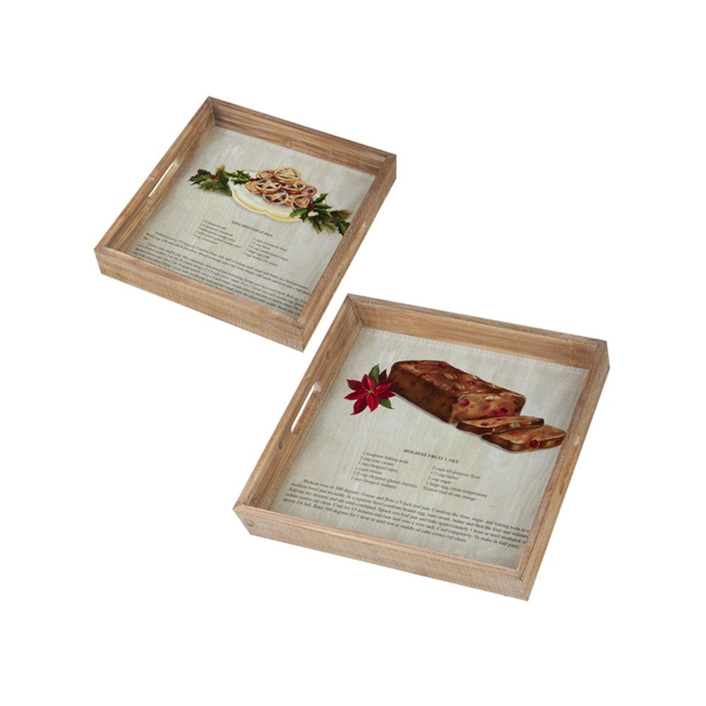 Raz Imports 2021 Holiday Spice 16.25-inch Holiday Spice Recipe Tray, Set of 2