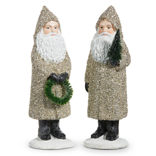 Raz Imports 2023 Bon Noel 9" Glittered Santa, Asst of 2