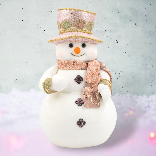 December Diamonds Wonderland 15-Inch Snowman With Peach Hat