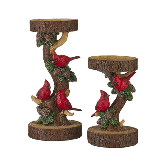 Raz Imports 2021 Yuletide Birds 11.25-inch Candle Holder, Set of 2