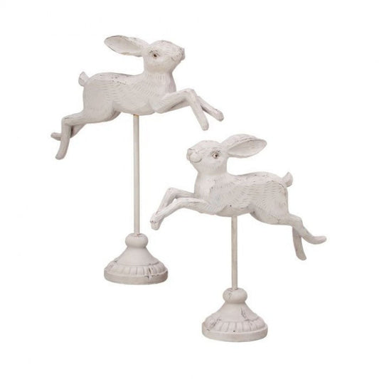 Regency International Resin and Metal Leaping Bunny 13.5-15.5", Set of 2